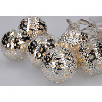 LED řetěz vánoční koule stříbrné - 10 LED - řetěz