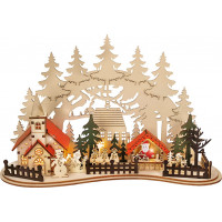 LED vánoční městečko s kostelem 30x19 cm