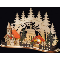 LED vánoční městečko s kostelem 30x19 cm