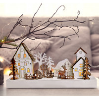 LED vánoční vesnička 34x17 cm