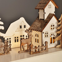LED vánoční vesnička 34x17 cm