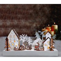 LED vánoční vesnička 34x17 cm