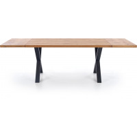 Jídelní stůl ANTON - 160(250)x90x76 cm - rozkládací - dub světlý/černý