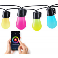 LED smart venkovní řetěz s RGB žárovkami - bluetooth - 15 žárovek
