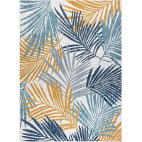 Kusový koberec Cooper Sisal Palm leaves 22258 ecru/navy