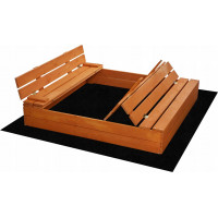 SAND TROPIC Dřevěné pískoviště s lavičkami a příslušenstvím 120x120cm (impregnované)
