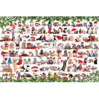EUROGRAPHICS Puzzle v plechové krabičce Vánoční kočky 1000 dílků