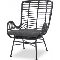 Zahradní ratanové křeslo INDI 2 - černé/šedé