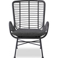 Zahradní ratanové křeslo INDI 2 - černé/šedé