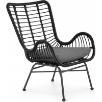 Zahradní ratanové křeslo INDI 2 - černé/šedé