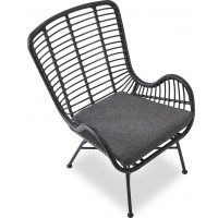 Zahradní ratanové křeslo INDI 2 - černé/šedé