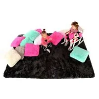 Plyšový dětský koberec ČERNÝ