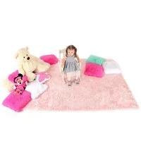 Plyšový dětský koberec RŮŽOVÝ