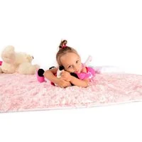 Plyšový dětský koberec RŮŽOVÝ