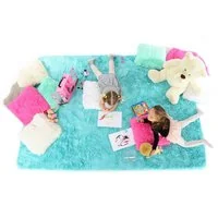 Plyšový detský koberec Tyrkysové