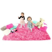 Plyšový dětský koberec TMAVĚ-RŮŽOVÝ