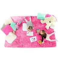 Plyšový dětský koberec TMAVĚ-RŮŽOVÝ