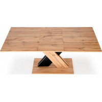 Jídelní stůl XAVI 130(175)x85x76 cm - rozkládací - dub wotan/černý