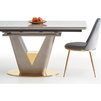 Jídelní stůl WILL - 160(220)x90x76 cm - rozkládací - světle šedý/zlatý