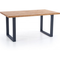 Jídelní stůl STEFANO - 160(250)x90x76 cm - rozkládací - dub světlý/černý