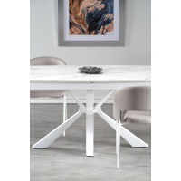 Jídelní stůl FEDERICO - 160(200)x89x78 cm - rozkládací - bílý mramor/bílý