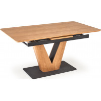 Jídelní stůl MATTEO - 160(200)x90x77 cm - rozkládací - dub přírodní/černý