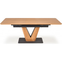 Jídelní stůl MATTEO - 160(200)x90x77 cm - rozkládací - dub přírodní/černý