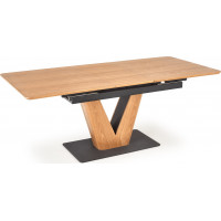 Jídelní stůl MATTEO - 160(200)x90x77 cm - rozkládací - dub přírodní/černý