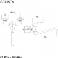 Kuchyňská dřezová baterie SONÁTA - vyhnuté ramínko 21 cm - chromová