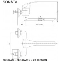 Kuchyňská dřezová baterie SONÁTA - rovné ramínko 21 cm - chromová