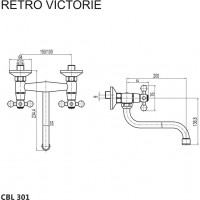 Kuchyňská dřezová baterie RETRO VIKTORIE - ramínko 20 cm - chromová
