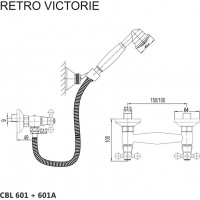 Sprchová baterie RETRO VIKTORIE s příslušenstvím - chromová
