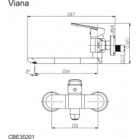 Dřezová nástěnná baterie Viana - chromová
