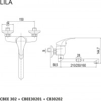 Kuchyňská dřezová nástěnná baterie LILA - ramínko 16 cm - chromová