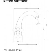 Umyvadlová stojánková baterie RETRO VIKTORIE s výpustí - chromová