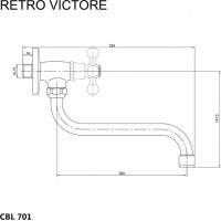 Umyvadlový nástěnný kohoutek RETRO VIKTORIE - ramínko 20 cm - chromový