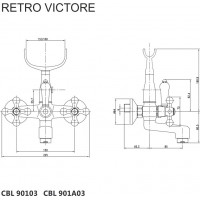Vanová baterie RETRO VIKTORIE bez příslušenství - 15 cm - chromová