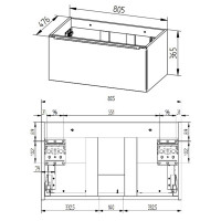 Koupelnová závěsná skříňka MAILO - 81 cm