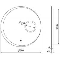 Kulaté zrcadlo MEXEN ELLA 60 cm - s LED podsvícením, zvětšovací lupou a vyhříváním, 9811-060-060-611-00