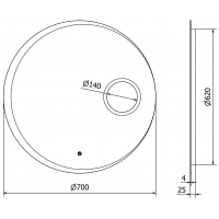 Kulaté zrcadlo MEXEN ELLA 70 cm - s LED podsvícením, zvětšovací lupou a vyhříváním, 9811-070-070-611-00