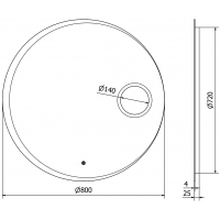 Kulaté zrcadlo MEXEN ELLA 80 cm - s LED podsvícením, zvětšovací lupou a vyhříváním, 9811-080-080-611-00