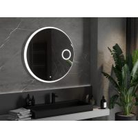 Kulaté zrcadlo MEXEN ELLA 90 cm - s LED podsvícením, zvětšovací lupou a vyhříváním, 9811-090-090-611-00