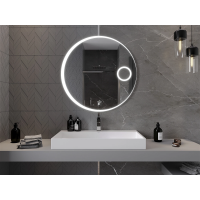 Kulaté zrcadlo MEXEN ELLA 90 cm - s LED podsvícením, zvětšovací lupou a vyhříváním, 9811-090-090-611-00
