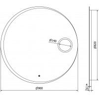Kulaté zrcadlo MEXEN ELLA 90 cm - s LED podsvícením, zvětšovací lupou a vyhříváním, 9811-090-090-611-00