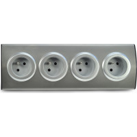 Prodlužovací přívod, 4 zásuvky, stříbrný, 1,5m, rohový design