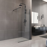 Koupelnová pevná zástěna NOVEA - černá - čiré sklo