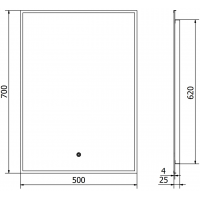 Obdélníkové zrcadlo MEXEN ERMA 50x70 cm - s LED podsvícením a vyhříváním, 9814-050-070-611-70