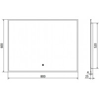 Obdélníkové zrcadlo MEXEN ERMA 80x60 cm - s LED podsvícením a vyhříváním, 9814-080-060-611-70