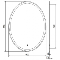 Oválné zrcadlo MEXEN ELZ 60x80 cm - s LED podsvícením a vyhříváním, 9802-060-080-611-00