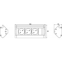 Prodlužovací přívod, 3 zásuvky, 1,5m, 3 x 1mm2, hliník, rohový design